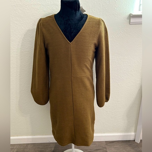 Madewell Texture & Thread Rib Knit V-Neck Long Sleeve Dress - Picture 1 of 7